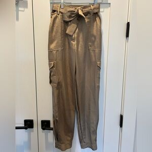 Express Gold Cropped Pant with tie belt